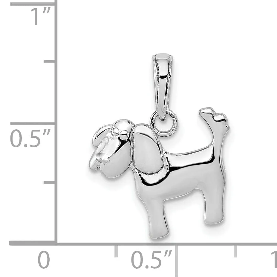 14k White Gold Polished Finish Solid Dog Charm Pendant