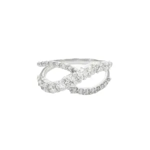14K White Gold Twisted Natural Diamonds Ring