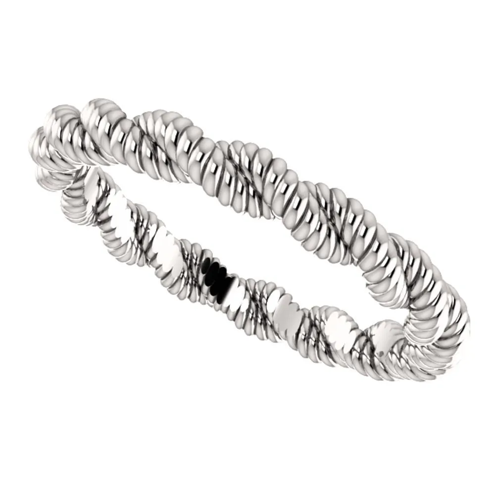 14k White Gold Twisted Rope Band Size 5.5