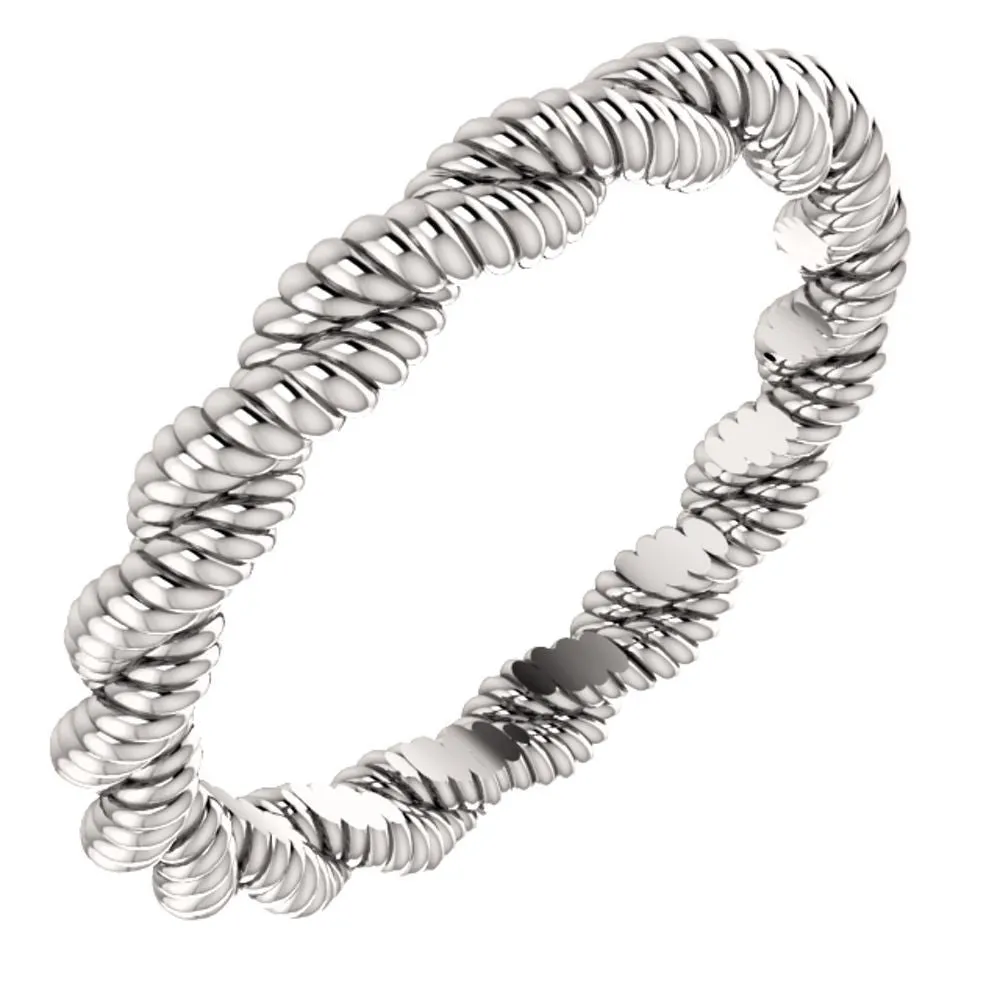 14k White Gold Twisted Rope Band Size 5.5