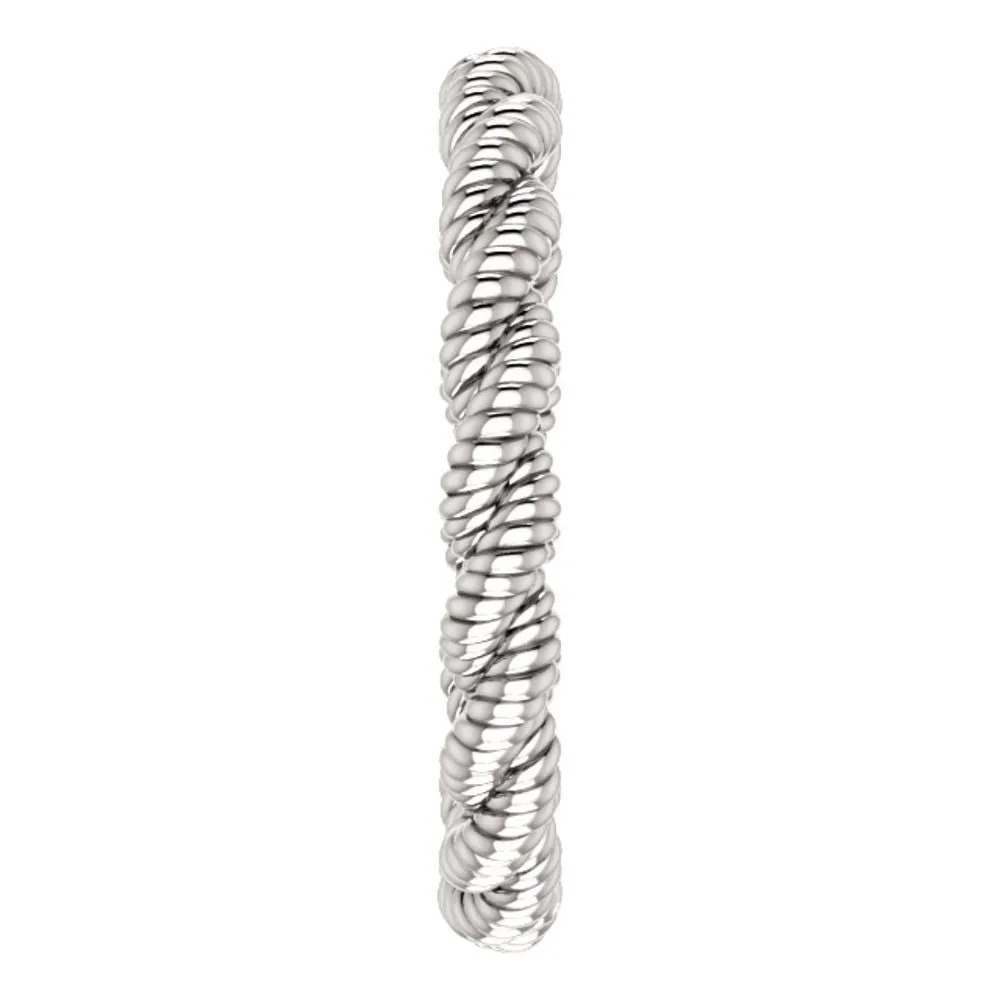 14k White Gold Twisted Rope Band Size 5.5