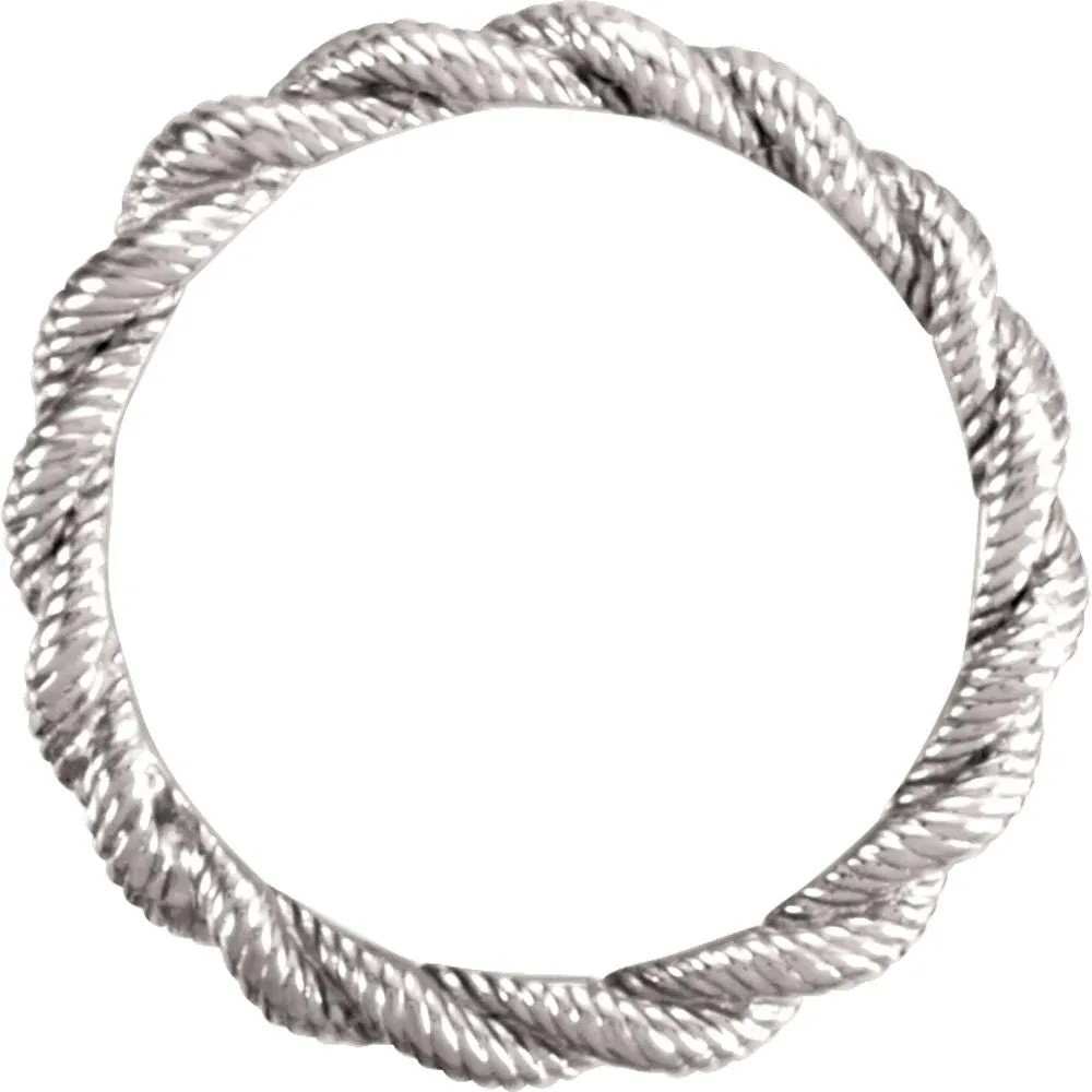14k White Gold Twisted Rope Band Size 8