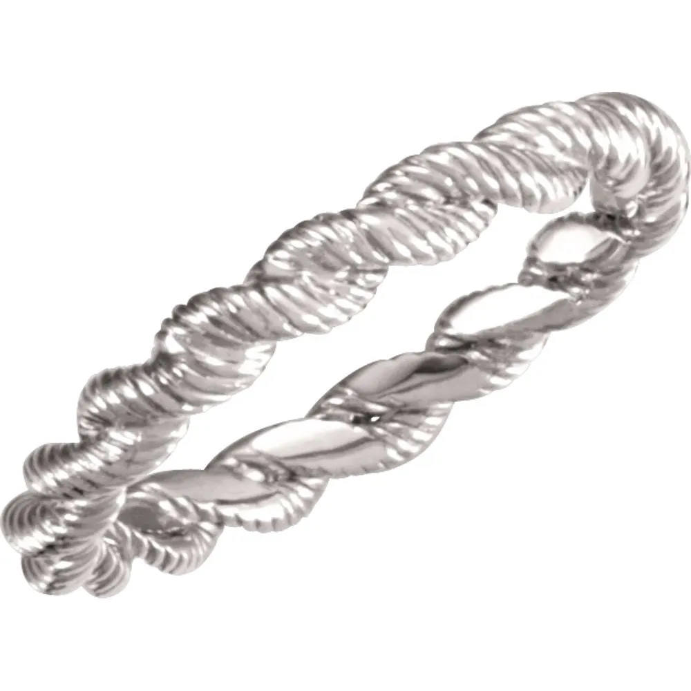 14k White Gold Twisted Rope Band Size 8