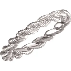 14k White Gold Twisted Rope Band Size 8