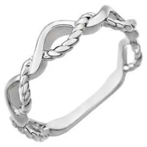 14k White Gold Twisted Rope Design Ring Size 7