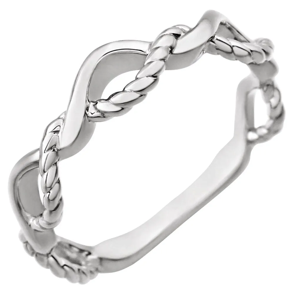 14k White Gold Twisted Rope Design Ring Size 7