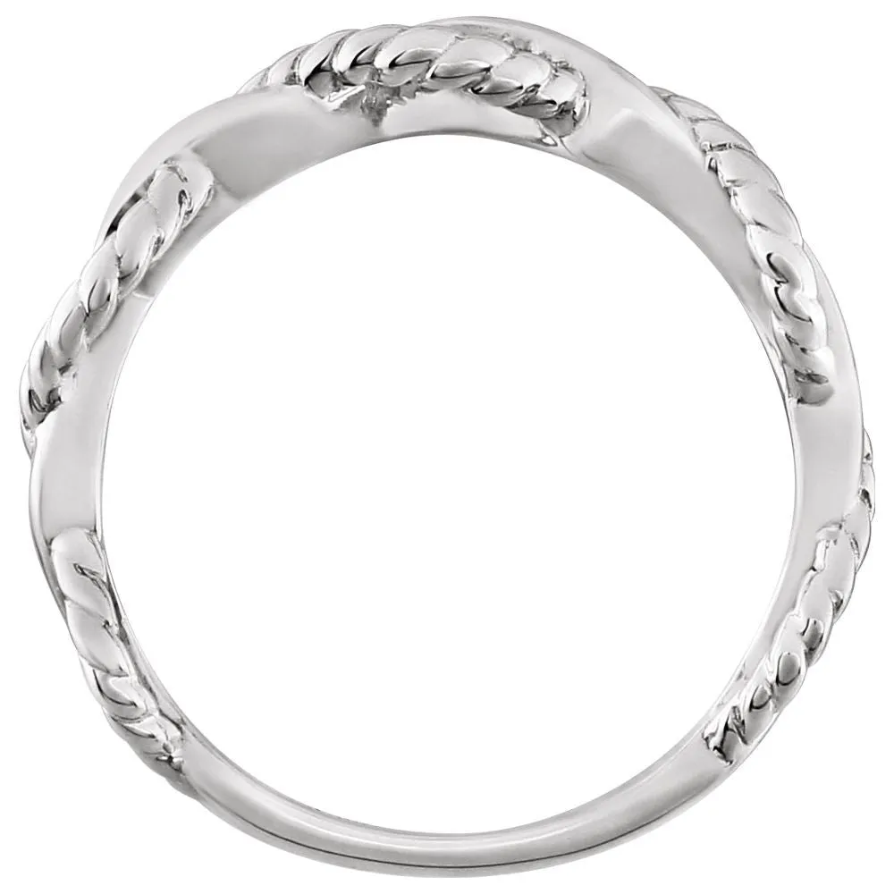 14k White Gold Twisted Rope Design Ring Size 7