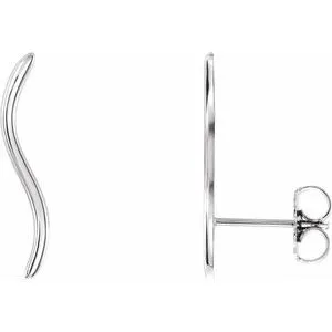 14K White Wavy Ear Climbers