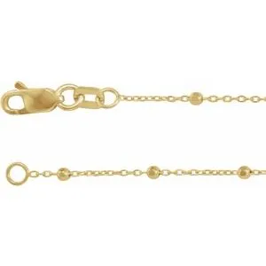 14K Yellow .85 mm Faceted Beaded Cable 20" Chain