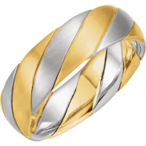 14K Yellow & White 6mm Hand Woven Band Size 10