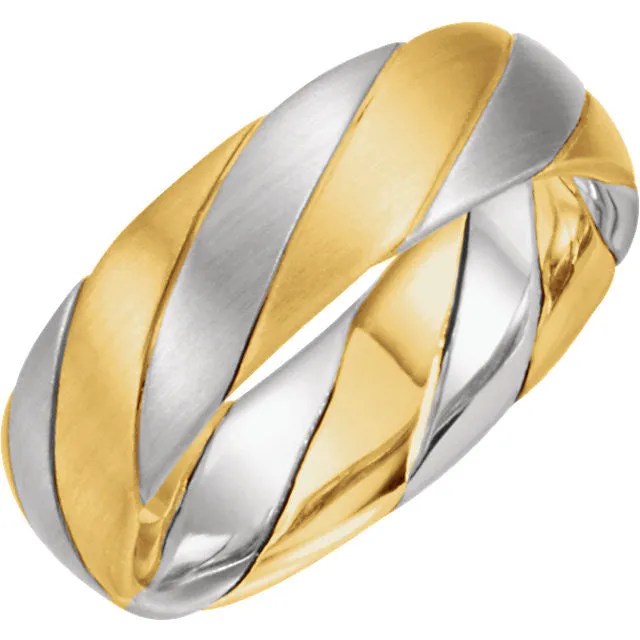 14K Yellow & White 6mm Hand Woven Band Size 10