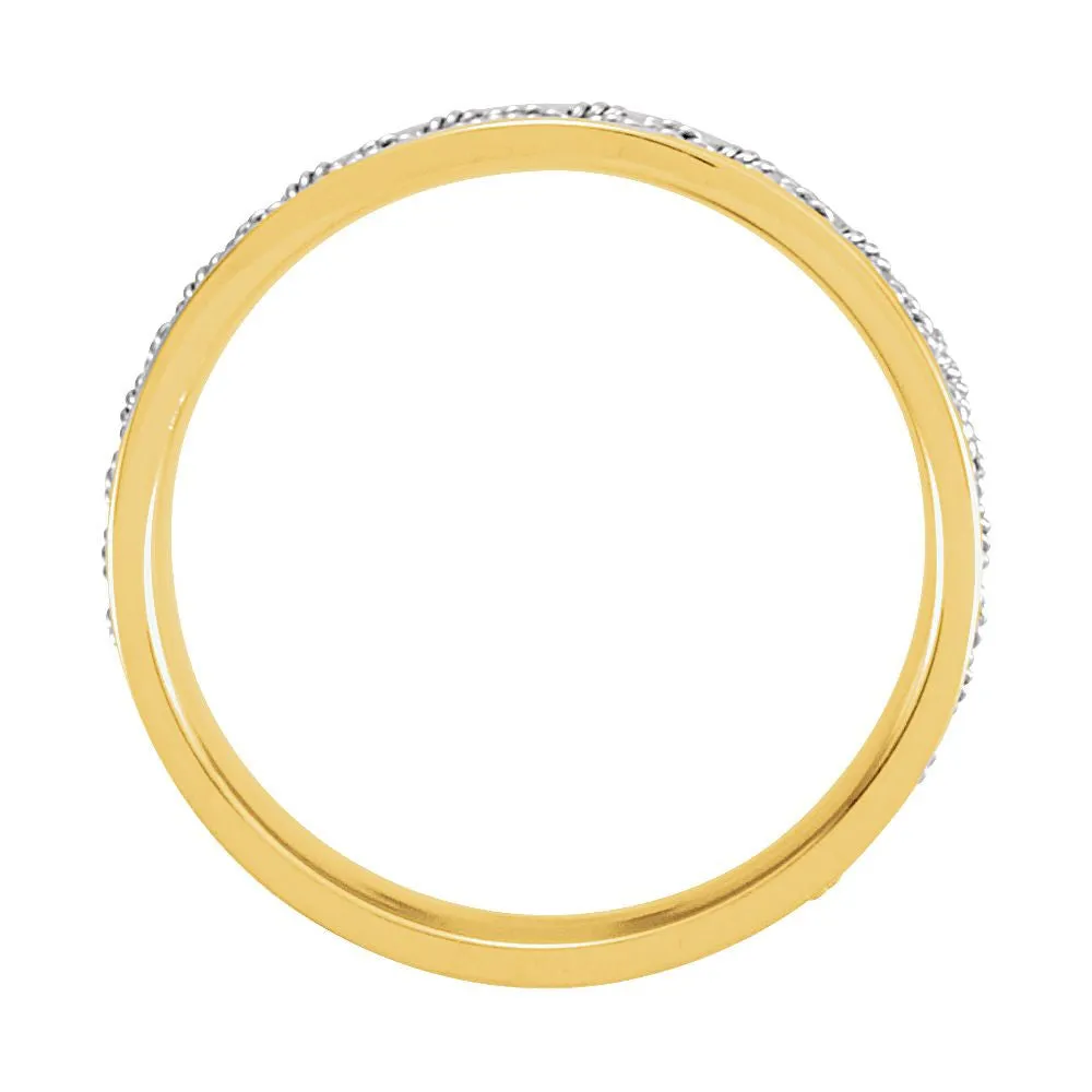14K Yellow & White 7mm Comfort-Fit Hand-Woven Band Size 11