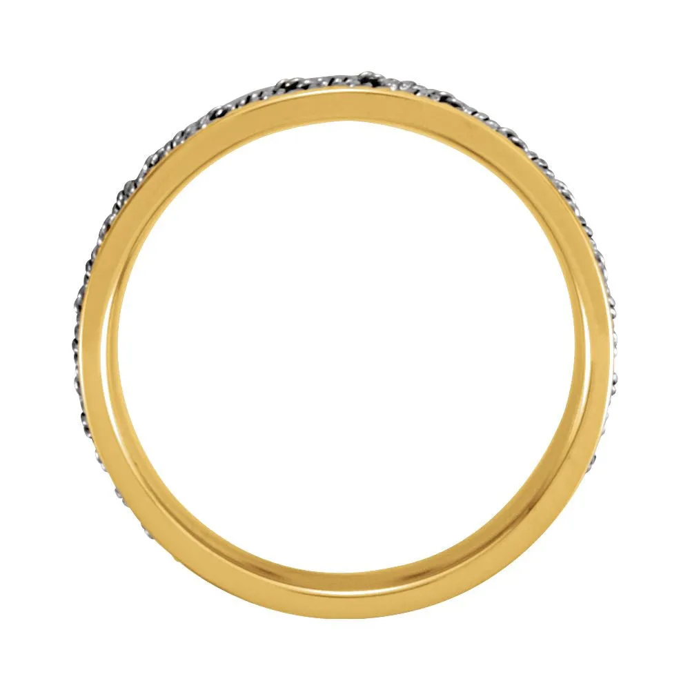 14K Yellow & White 8mm Comfort-Fit Hand-Woven Band Size 9