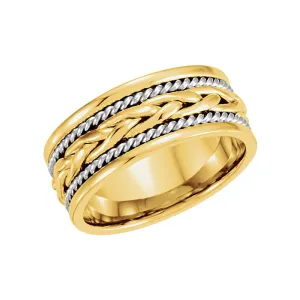 14K Yellow & White 8mm Hand-Woven Band Size 11