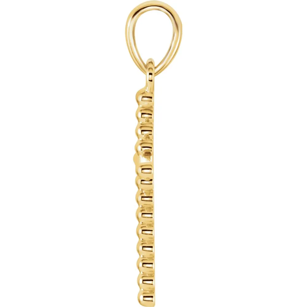 14k Yellow Gold 24.25x12.05mm Beaded Cross Pendant
