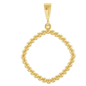 14k Yellow Gold Beaded Cushion Silhouette Pendant