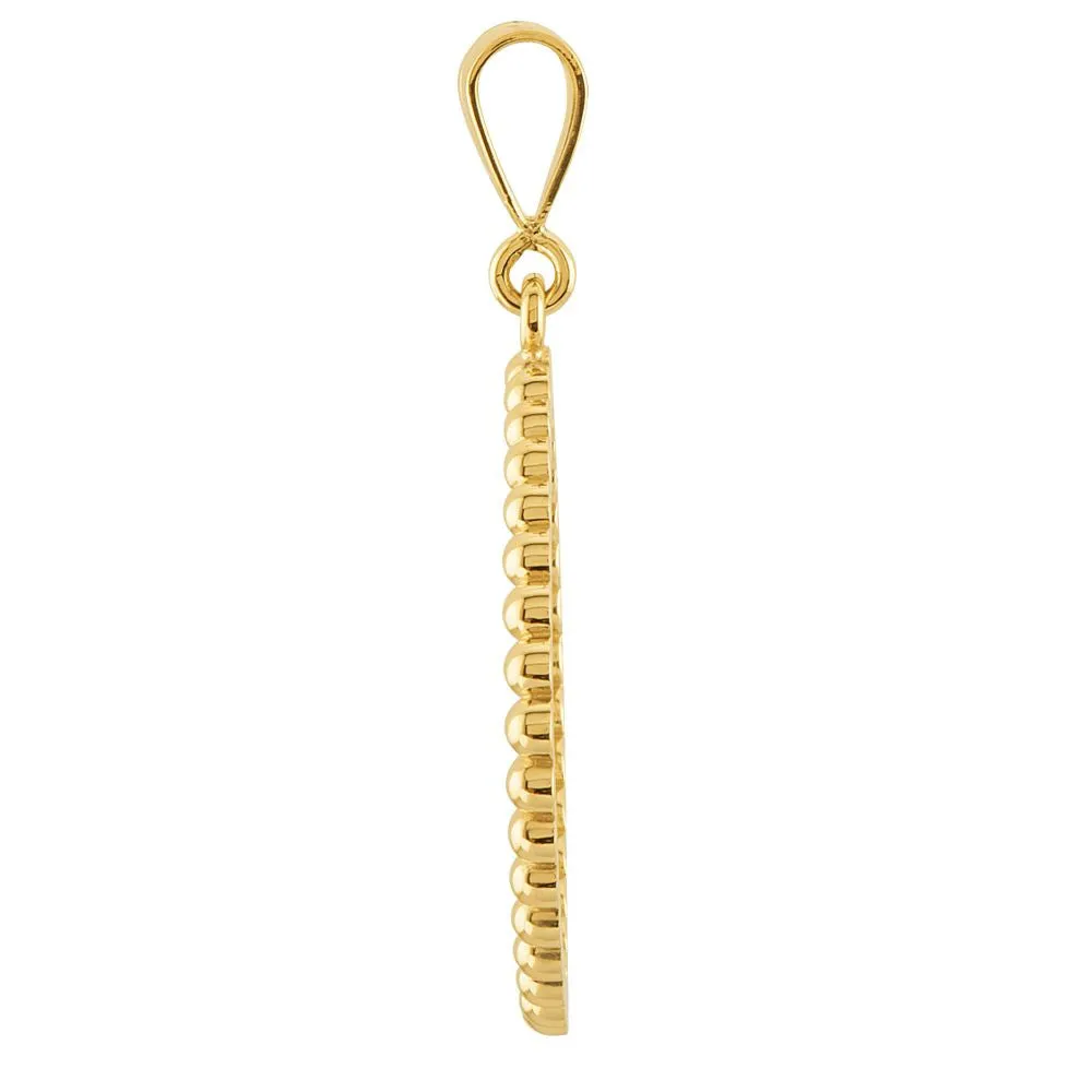 14k Yellow Gold Beaded Cushion Silhouette Pendant