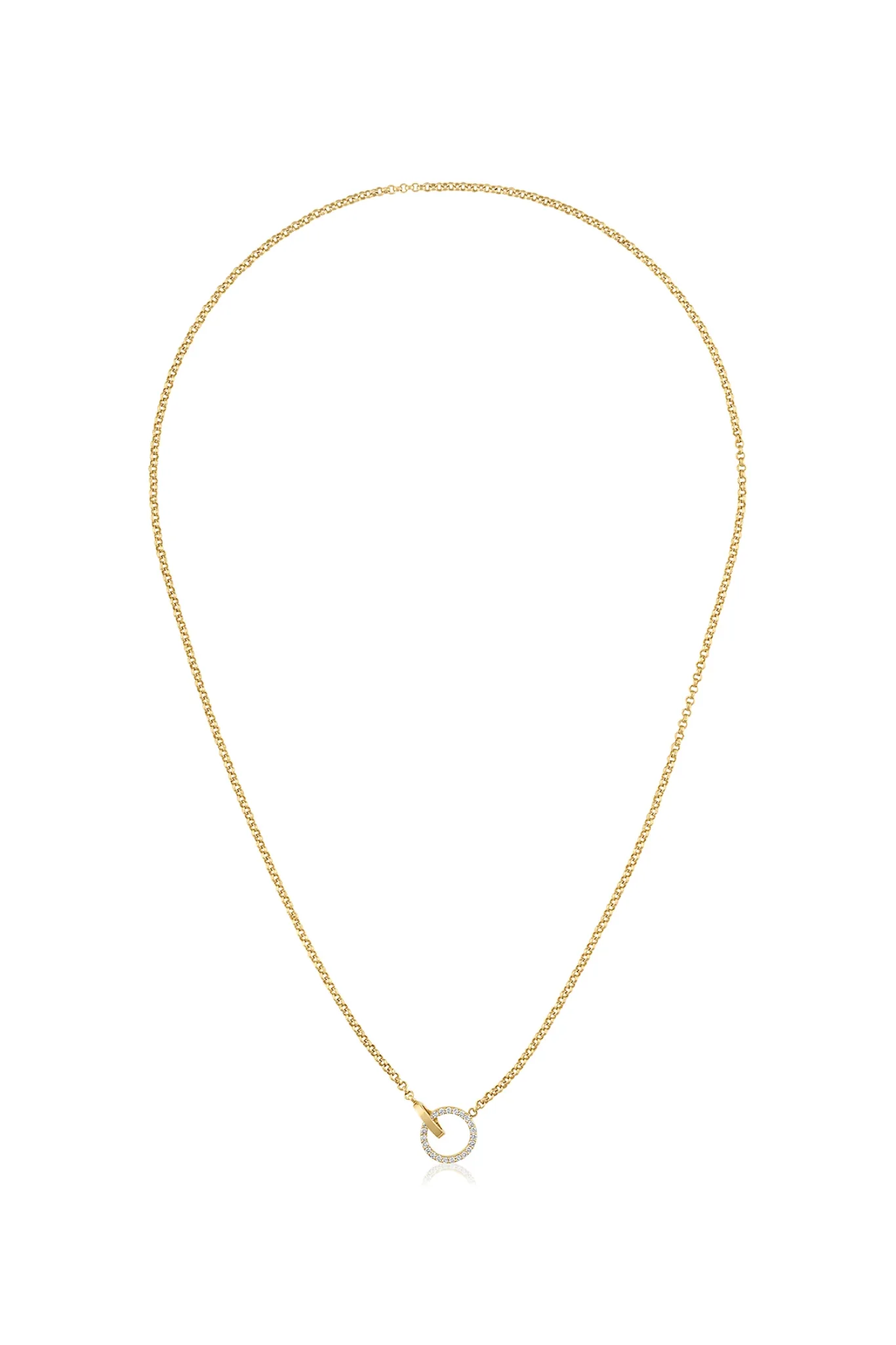 14k Yellow Gold Diamond & Rolo Chain Necklace, Lariat, Wrap Bracelet