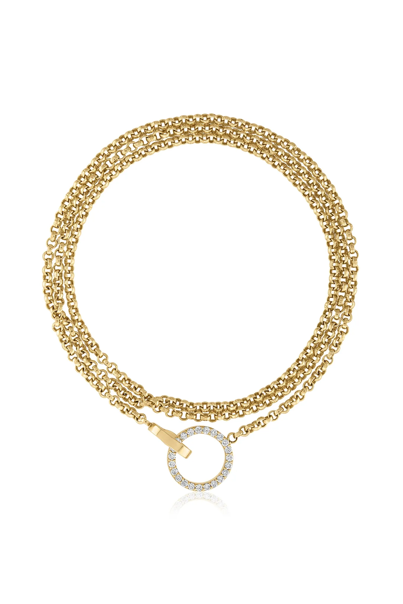 14k Yellow Gold Diamond & Rolo Chain Necklace, Lariat, Wrap Bracelet