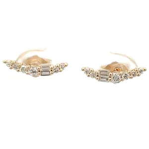 14K Yellow Gold Mixed Shape Diamond Ear Climbers (.25ctw)