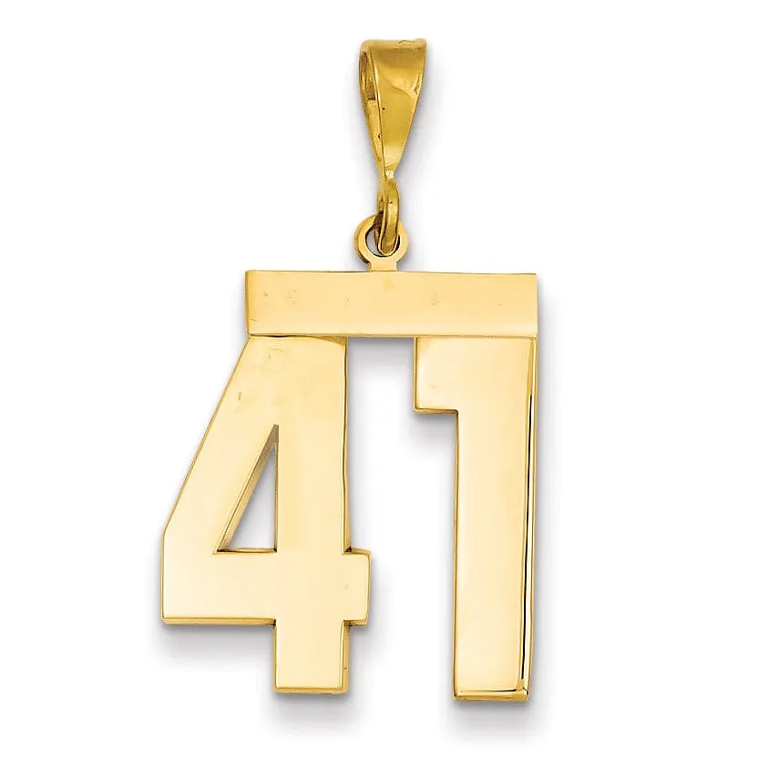 14k Yellow Gold Polished Finish Large Size Number 41 Charm Pendant