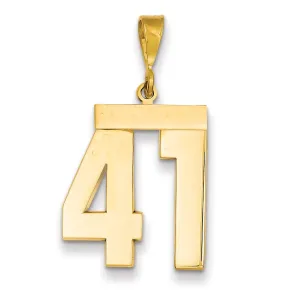 14k Yellow Gold Polished Finish Large Size Number 41 Charm Pendant