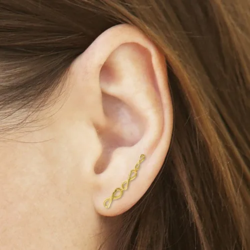 14k Yellow Gold Polished Infinity Ear Climber Earrings