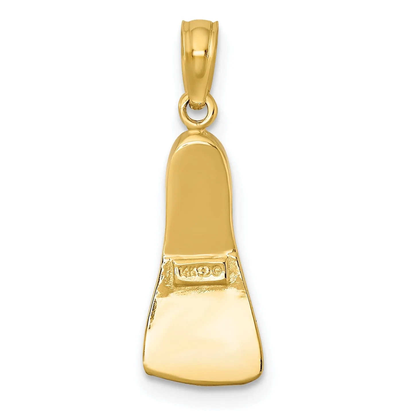 14k Yellow Gold Rhodium Polished Finish 3-Dimensional Scuba Flipper Charm Pendant