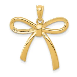 14k Yellow Gold Ribbon Bow Charm Pendant