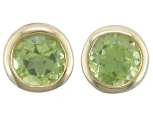 14K Yellow Gold Round Bezel Stud Earrings