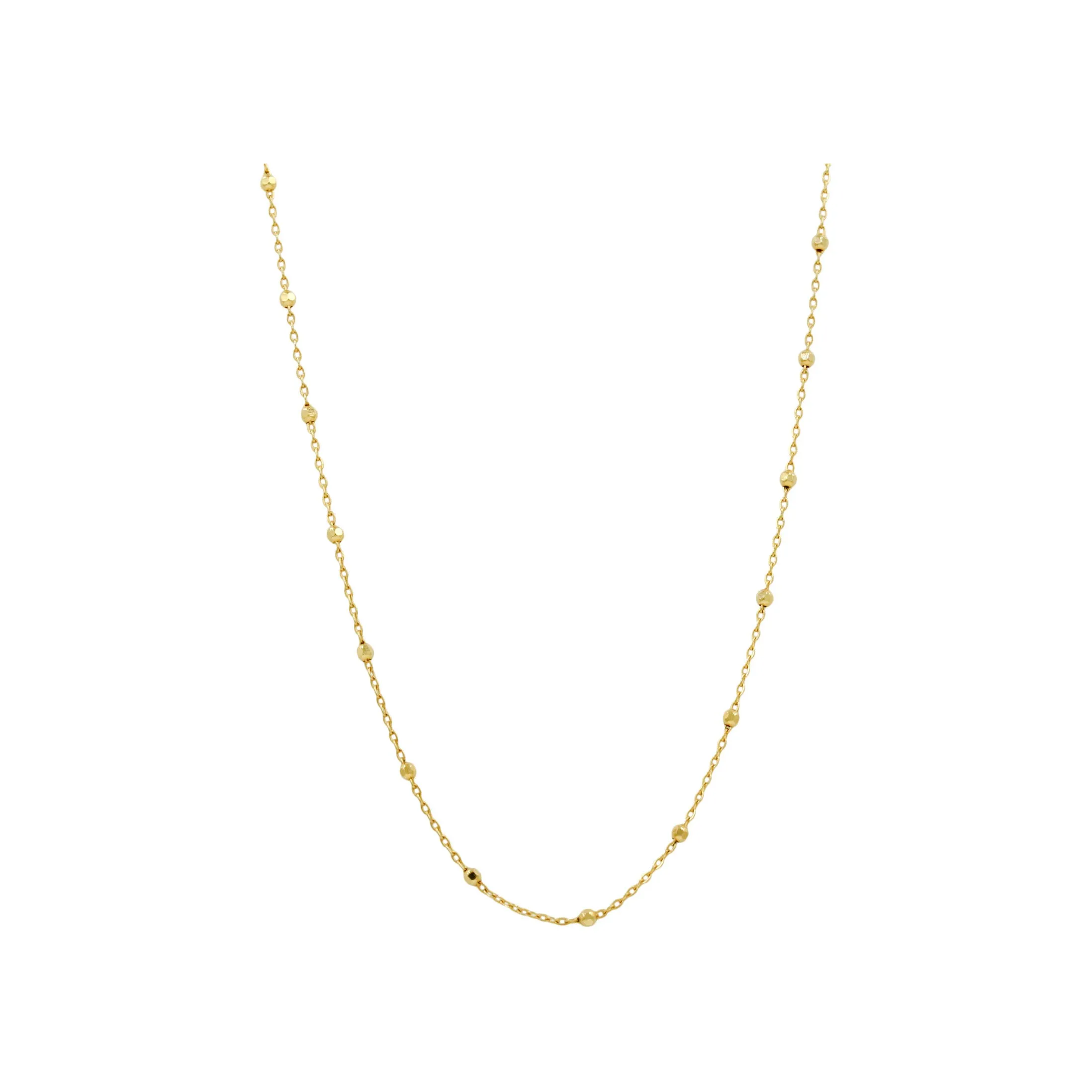 14k Yellow Gold Shiny Disco Beaded  Necklace
