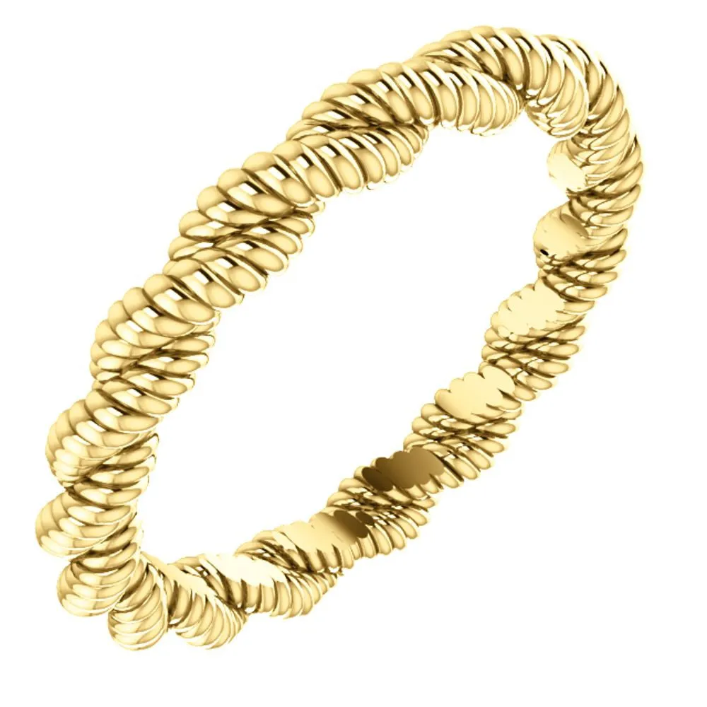 14k Yellow Gold Twisted Rope Band Size 4