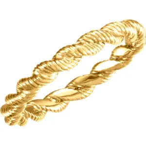 14k Yellow Gold Twisted Rope Band Size 7