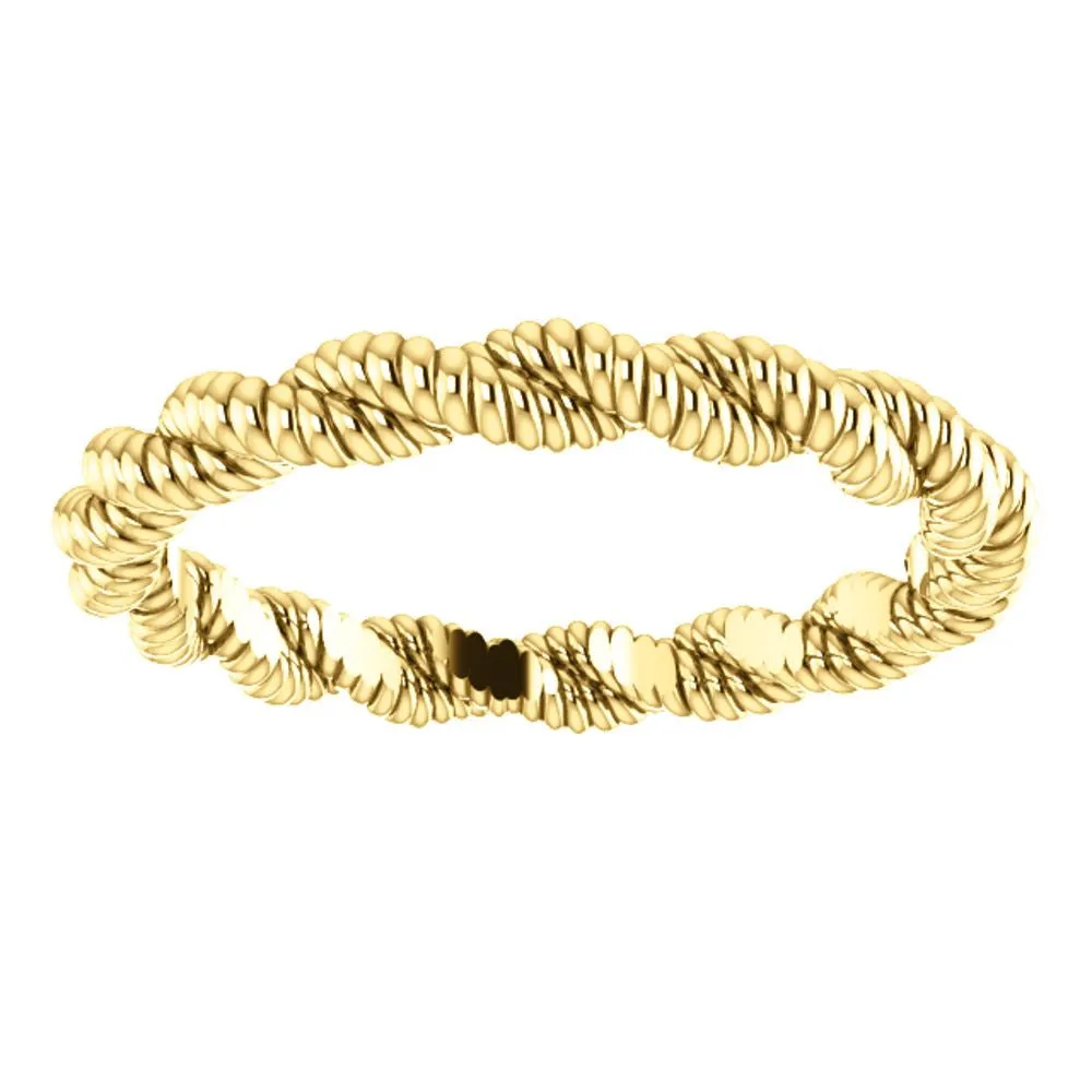 14k Yellow Gold Twisted Rope Band Size 7