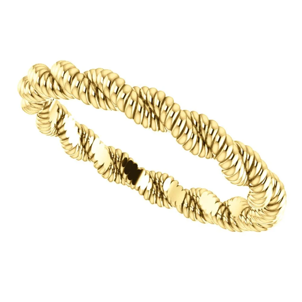 14k Yellow Gold Twisted Rope Band Size 7