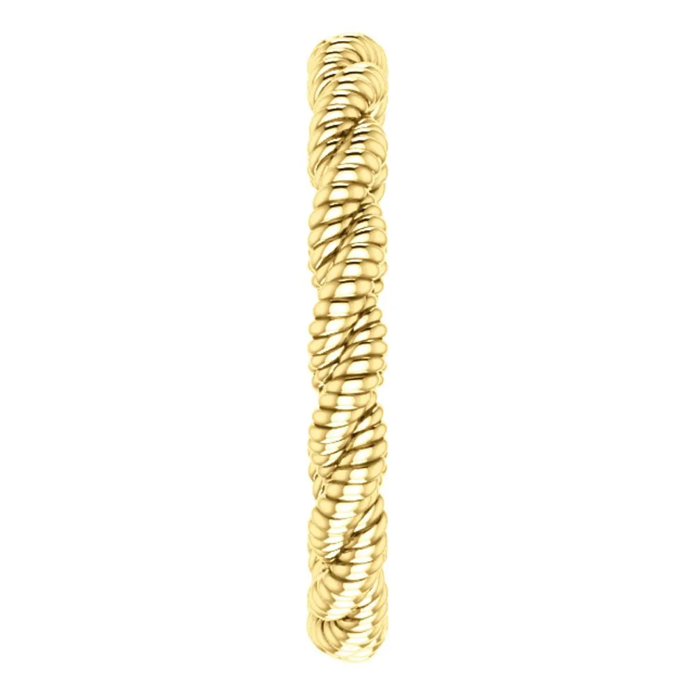 14k Yellow Gold Twisted Rope Band Size 7