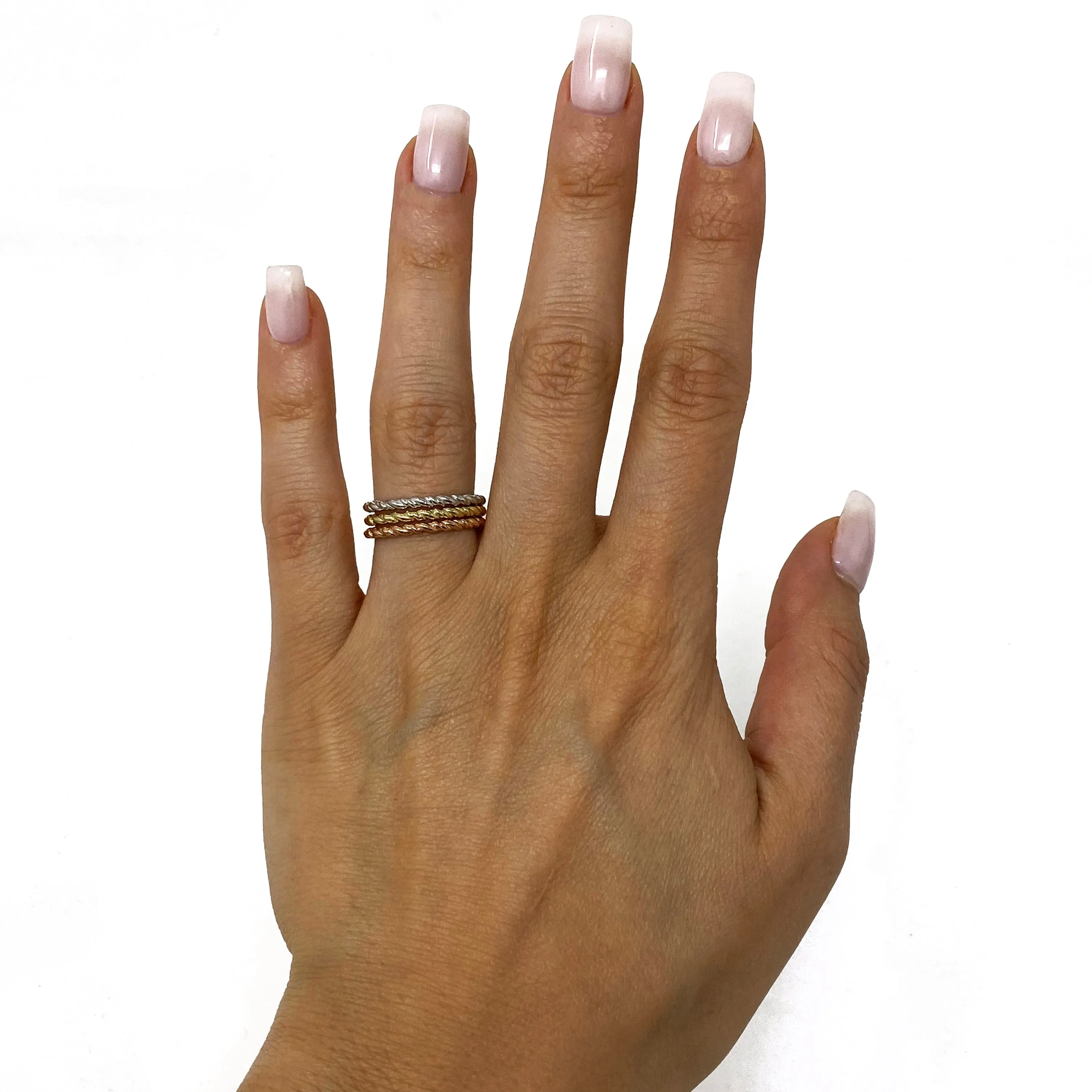14k Yellow Gold Twisted Rope Stackable Ring 1.6 grams Size 6.75