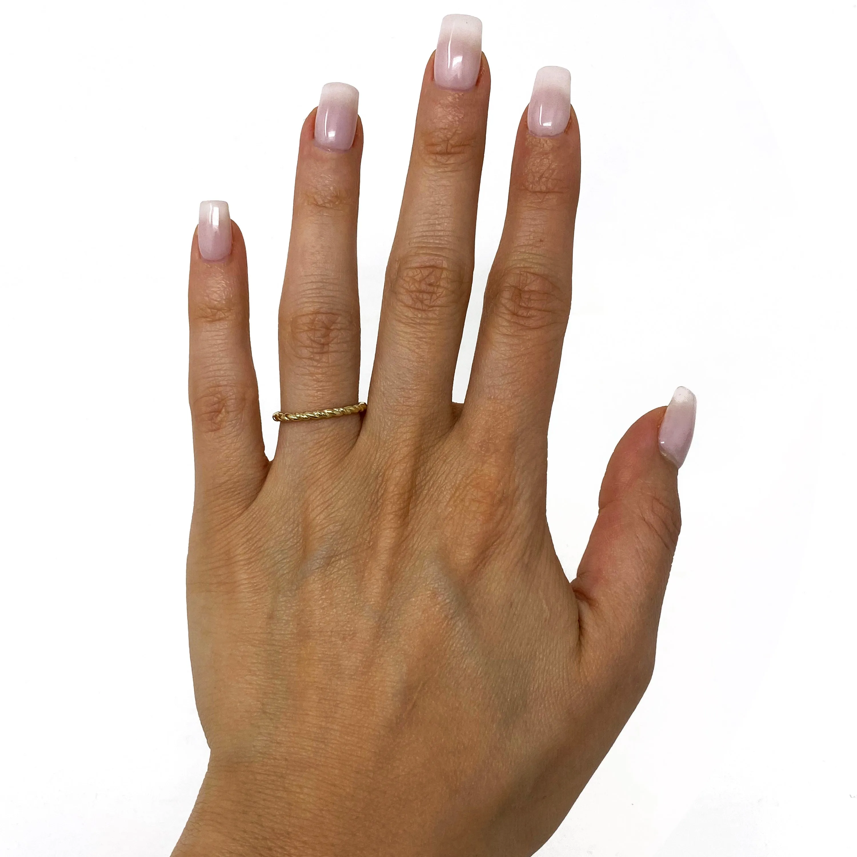 14k Yellow Gold Twisted Rope Stackable Ring 1.6 grams Size 6.75