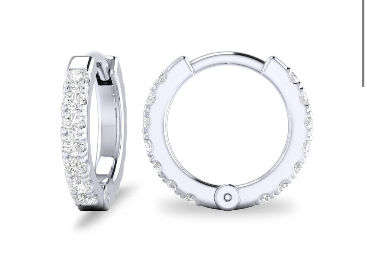 14K Yellow or White Gold Diamond Huggies
