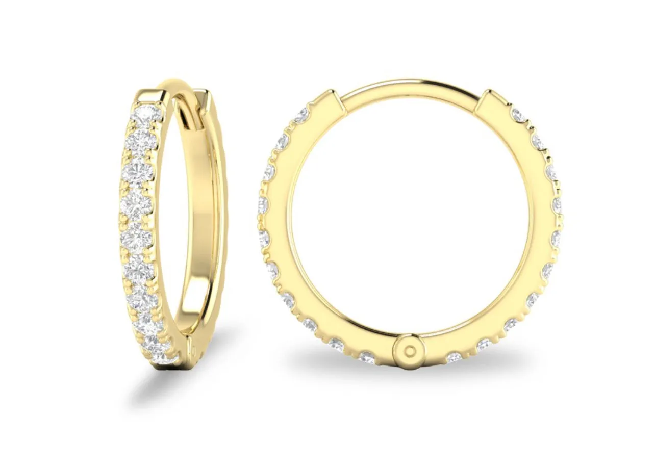 14K Yellow or White Gold Diamond Huggies