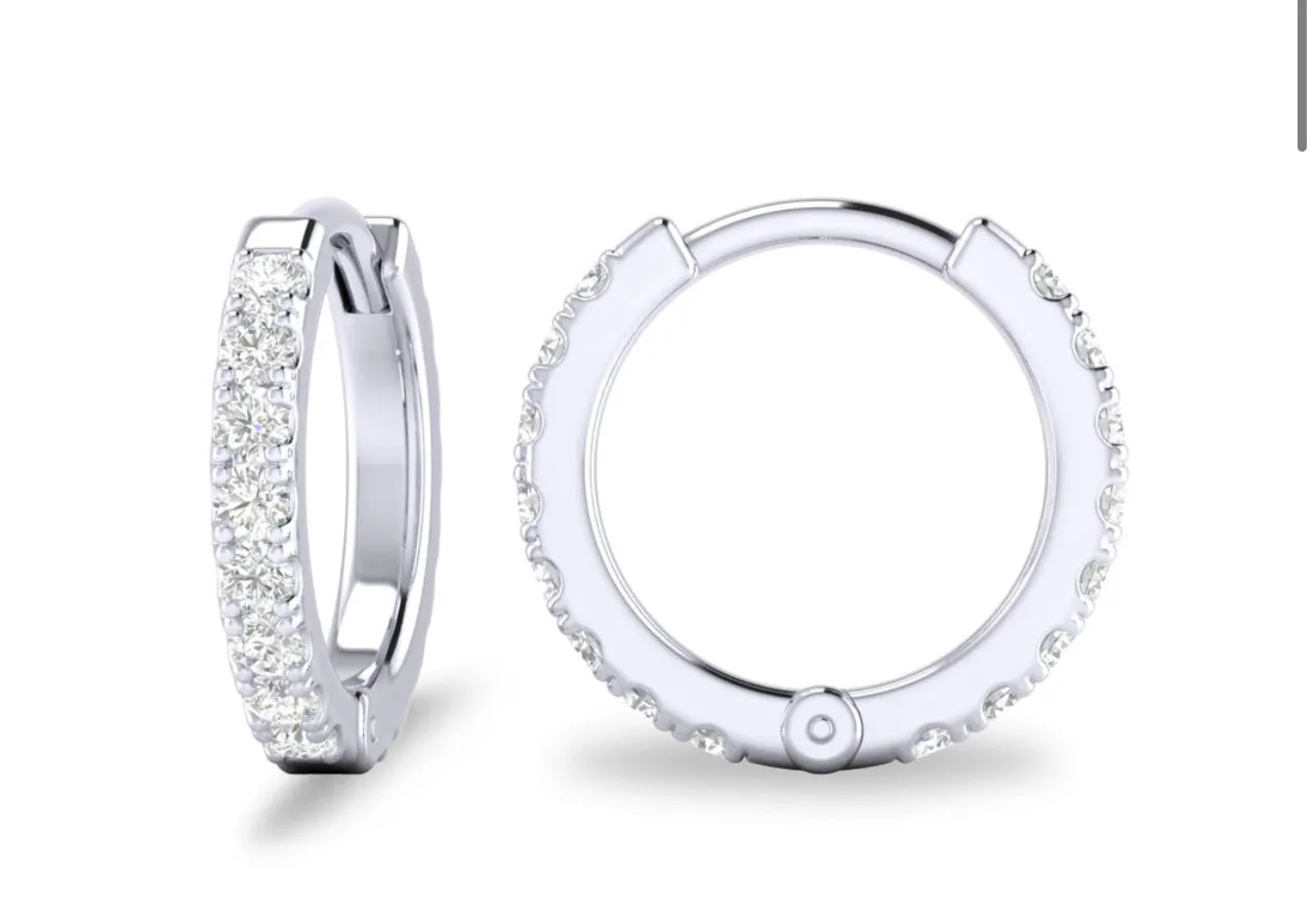 14K Yellow or White Gold Diamond Huggies