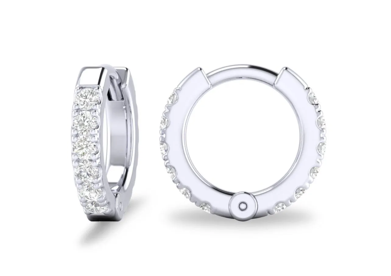 14K Yellow or White Gold Diamond Huggies