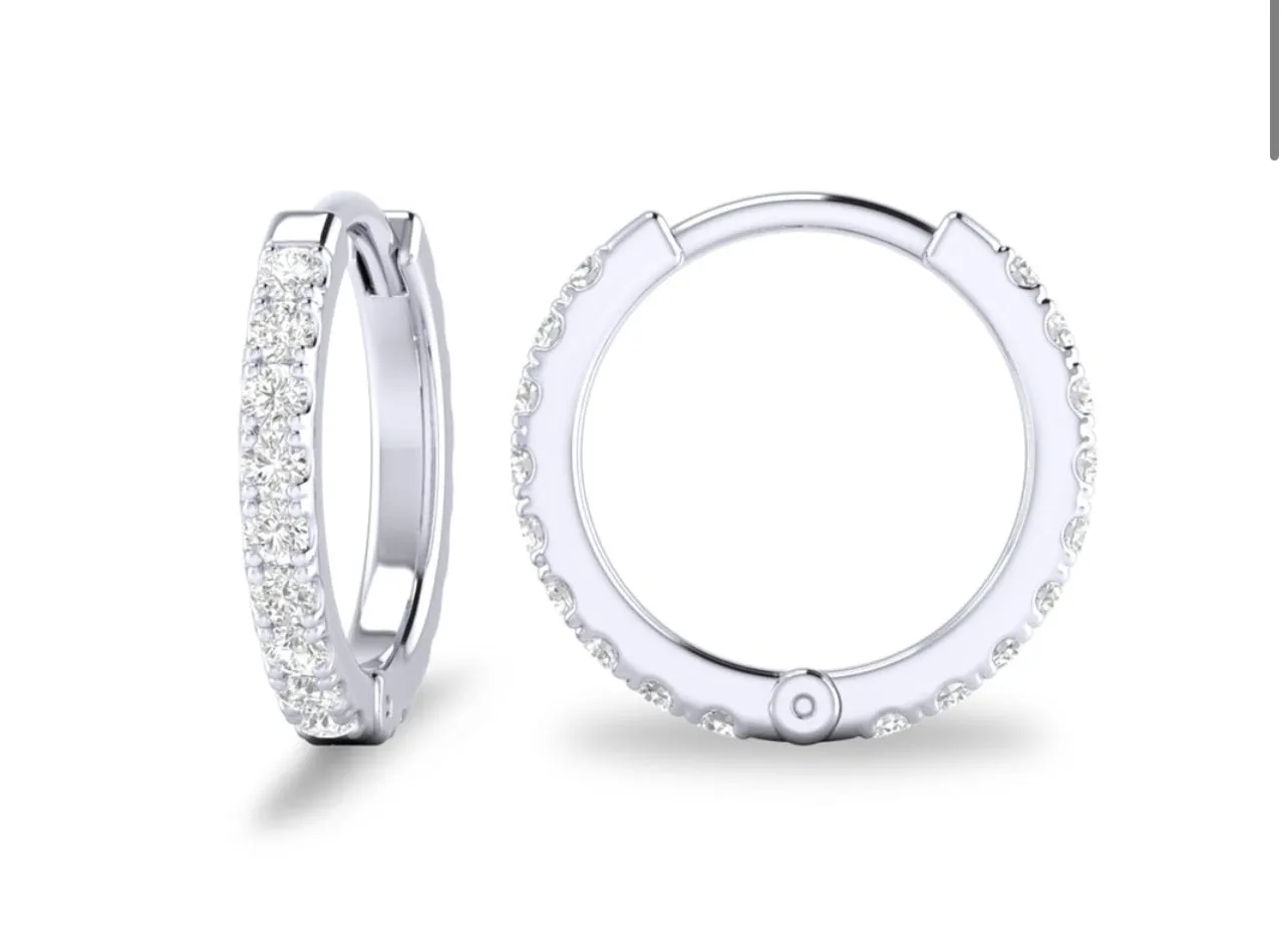 14K Yellow or White Gold Diamond Huggies