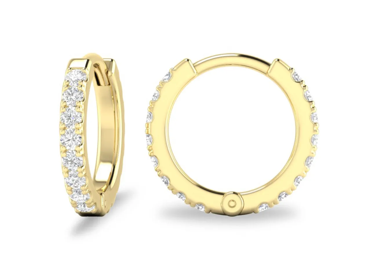 14K Yellow or White Gold Diamond Huggies