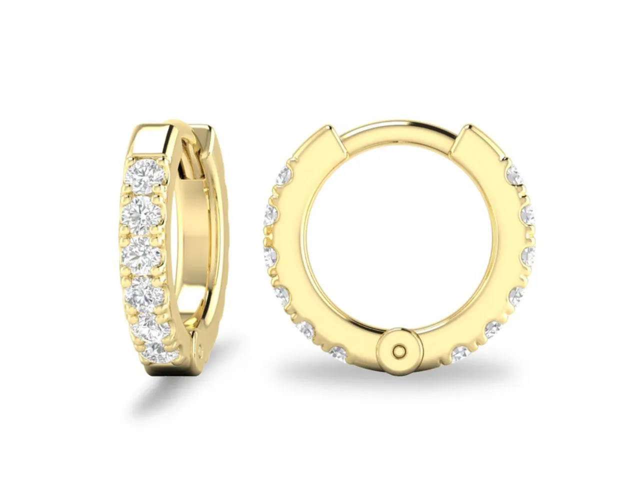14K Yellow or White Gold Diamond Huggies
