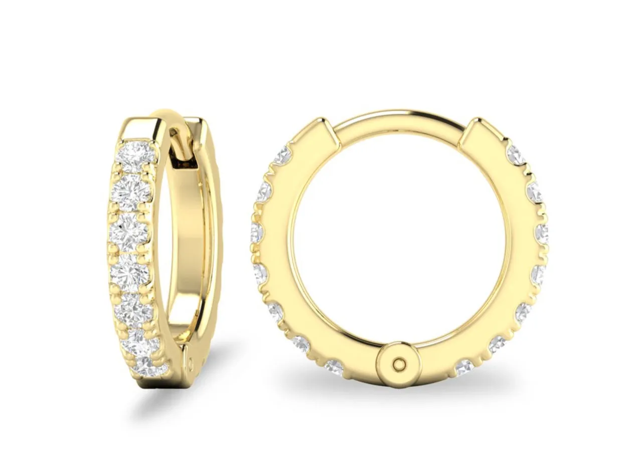 14K Yellow or White Gold Diamond Huggies