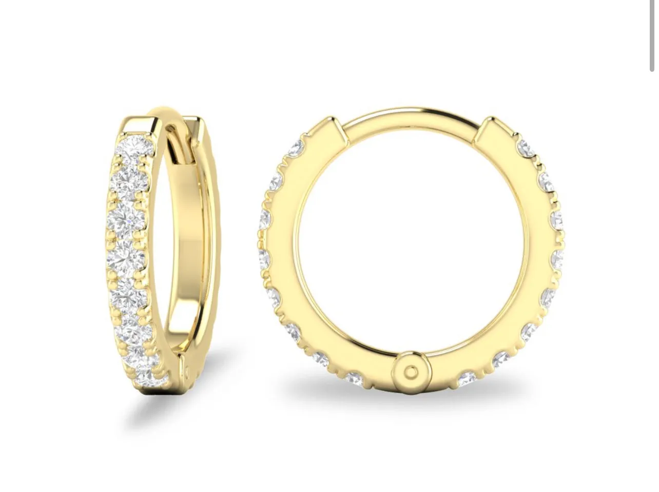 14K Yellow or White Gold Diamond Huggies