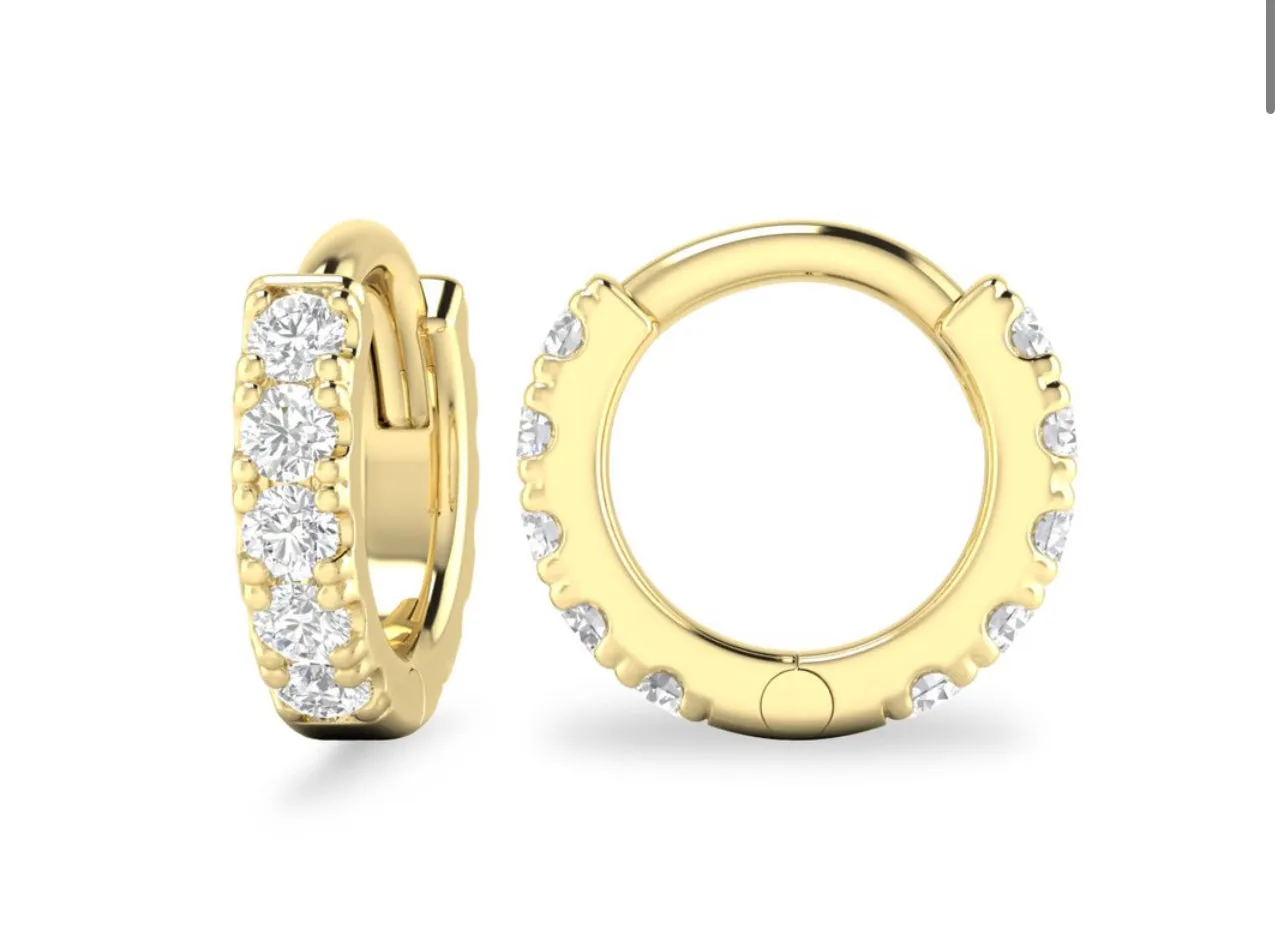14K Yellow or White Gold Diamond Huggies