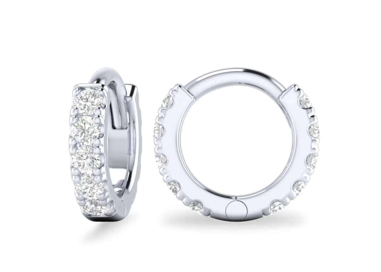 14K Yellow or White Gold Diamond Huggies