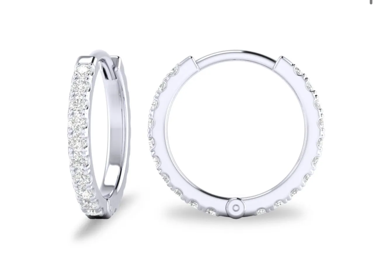 14K Yellow or White Gold Diamond Huggies